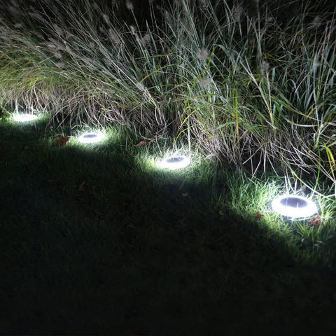 8 Pack Solar Ground Lights With 20 Lumen White And Color LED Disk Lights Multi Color Modes For Pool Area Pathway Patio