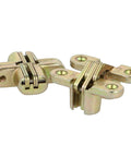 Invisible Cross Hinge 44 Mm Zamak Hidden Furniture Hinge 180 Degree Foldable Concealed Cabinet Hinge Yellow Galvanised Inset