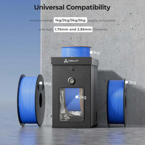 Large Capacity Filament Dryer Box for 1Kg to 5Kg Spools with Fast 70 C Heating, Detachable Chamber Heater, shown with 5Kg spool