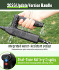 Powerful Battery Powered Sprayer 2 Gallon Electric Weed Sprayer handle showcasing water-resistant design and battery display