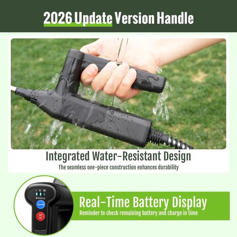 Powerful Battery Powered Sprayer 2 Gallon Electric Weed Sprayer handle showcasing water-resistant design and battery display