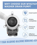 Washer Drain Pump Replacement 120V 60Hz 114W front load washer drain pump with hose inlet and mounting tabs