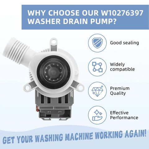 Washer Drain Pump Replacement 120V 60Hz 114W front load washer drain pump with hose inlet and mounting tabs