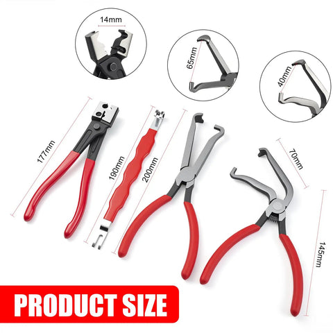 7 Piece Electrical Disconnect Pliers Set With Terminal Pin Removal Tool Kit, product size dimensions, hose clamp pliers