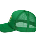 Side view of Dope Funny Camper RV And Trailer Trucker Hat Mesh Baseball Cap For Men Women Dad Green Lightweight Polyester Blend