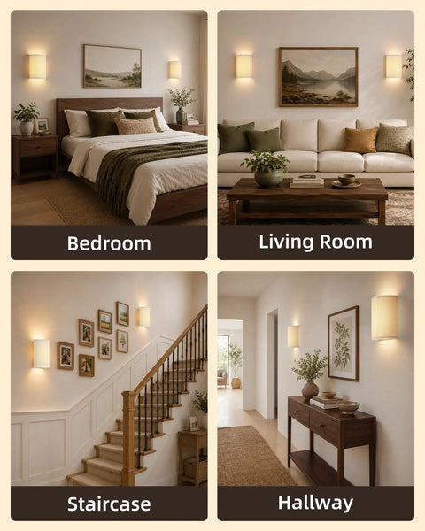 EZVALO Battery Operated Wall Sconce, Pleated Shades Wireless Wall Sconces Set of Two with Remote in bedroom and living room.