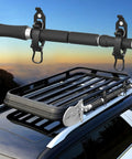 Shovel Mount For Roof Rack And Truck Bed Off Road Shovel Holder With Eight Piece Quick Fist Clamp Kit Fits 0.67 To 1.57 Inch Diameter Tools Black For Tough Use On Trails installed on vehicle roof rack