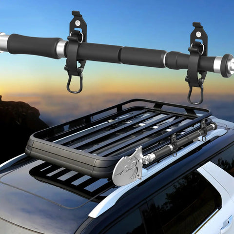 Shovel Mount For Roof Rack And Truck Bed Off Road Shovel Holder With Eight Piece Quick Fist Clamp Kit Fits 0.67 To 1.57 Inch Diameter Tools Black For Tough Use On Trails installed on vehicle roof rack
