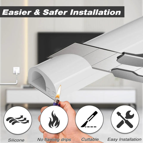 Game Changing 118 Inch Silicone Cord Cover For Walls With Strong Self Adhesive Backing Flexible Cable Manager cutting silicone cord cover