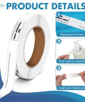 Seal Tape Roll Three Quarter Inch By Six Inch With 250 Waterproof Labels For Leakproof Seals On Bottles Jars And Lids, Ideal For Wrapping Toiletries And Shipping To Stop Liquid Leaks During Transport