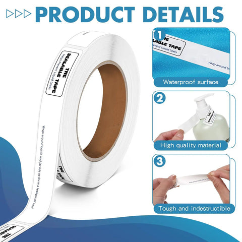 Seal Tape Roll Three Quarter Inch By Six Inch With 250 Waterproof Labels For Leakproof Seals On Bottles Jars And Lids, Ideal For Wrapping Toiletries And Shipping To Stop Liquid Leaks During Transport