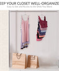 Heavy Duty Metal Tank Top And Bra Hanger Set Of Two organizes tank tops in various colors, enhancing closet space.