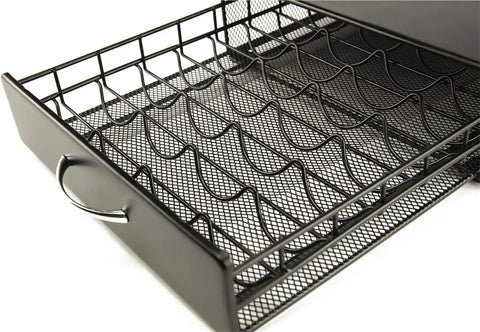 Large Capacity Coffee Pod Storage Drawer With A Slick Glide Rail, Heavy Duty Capsule Organizer Rack mesh design with a handle.