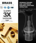 8 Inch Widespread Two Handle Bathroom Faucet In Oil Rubbed Bronze, diagram of brass components and ceramic disc cartridge