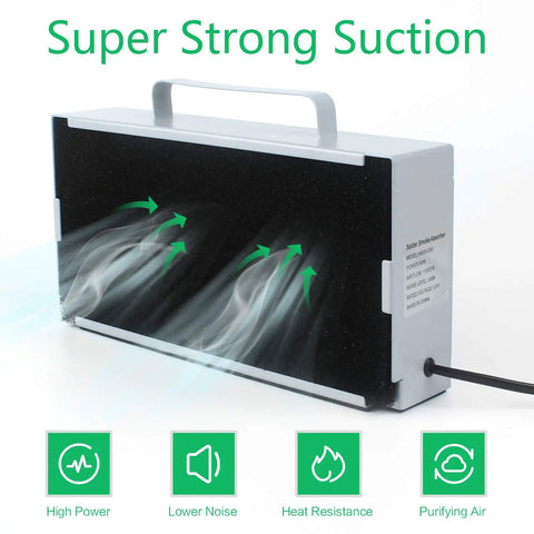 Solder Smoke Absorber Fume Extractor For DIY Soldering And 3D Printing, 60W High Suction Soldering Fan With Activated Carbon Filter, showing air flow and features.