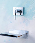 High Flow Wall Mount Tub Filler With Large Waterfall Spout And Single Lever Handle Pressure Balance Valve Included Chrome Finish cUPC Certified