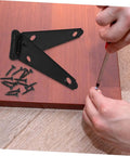 JECOMPRIS two-piece heavy-duty gate hinges with mounting screws, installed on wood surface