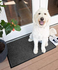 Heavy Duty Industrial Door Mat 3 By 10 Feet For Busy Entrances Large Commercial Grade Entrance Rug For Businesses Lobbies Garage And Mudrooms Charcoal Black Made In USA Brush Step 109S0310CH with dog