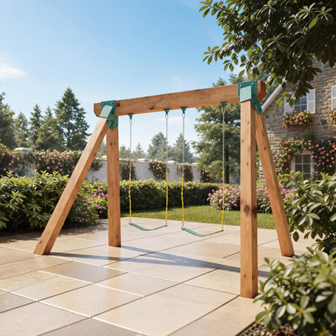 Heavy-Duty A-Frame Swing Set Brackets With Four Hangers For Backyard Playground Mounting Hardware Includes Two Brackets And Four Hangers Stable Outdoor Park Equipment Kit Green