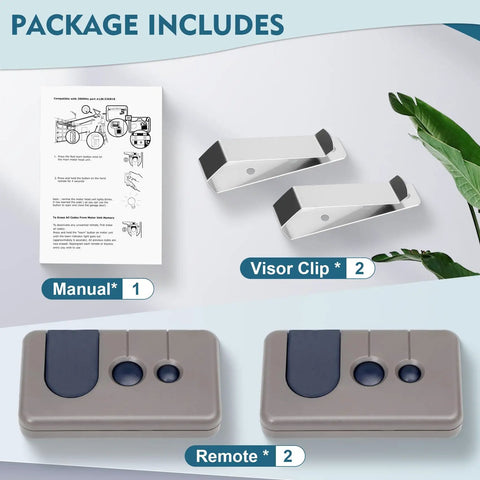 Package contents of the Universal Garage Door Remote Plug And Play For Craftsman LiftMaster And Chamberlain Openers Two Pack image