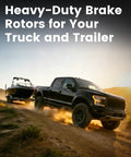 Truck towing trailer on dirt road highlighting Beefy Front Brake Rotors Kit For Toyota Tacoma 2005 To 2023 6 Lug