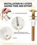 Installation steps for Tough As Nails Toilet Seat Bolts And Nuts Kit showing bolt insertion and tightening process.