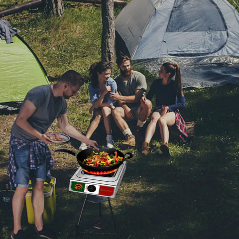 Group camping with 10000 BTU Propane Portable Stove For Outdoor Camping Single Burner Stainless Steel Cooktop With Hose