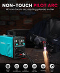 Controlling 55A Dual Voltage Plasma Cutter With Pilot Arc, 110 220V, Five Eighth Inch Clean Cut, Three Quarter Inch Max Cut.