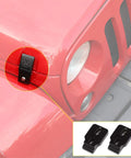 Locking Hood Latch Kit For Jeep Wrangler Skull Style Aluminum Alloy Hood Locks, installed on red Jeep, close-up view