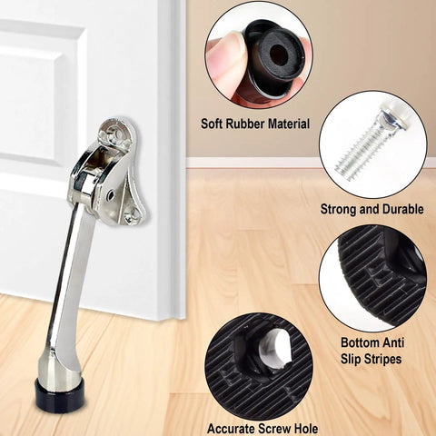 Six Pack Heavy Duty Rubber Door Stopper Tips Replacement Kit For Drop Down Doors - Flexible, Wear-Resistant, Long-Lasting Kickdown Door Stop Repair Set, Black, Fits Most Doors And Frames