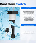 Upgraded Flow Switch Assembly For Hayward Goldline Aqua Rite Salt Chlorine Generator Systems With 15 Foot Cable And Metal Probe Heavy Duty Pool Flow Sensor For Precise Reliable Water Flow And Long Lasting Durability, white threaded pool flow switch