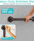 Solid as a Rock Shower Grab Bar Heavy Duty Bathroom Handrail with Zero Slip Grip for safety support, shown being installed.