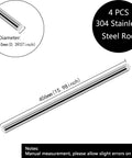 4 Pcs 406 Mm 16 Inch Long 10 Mm Diameter 304 Stainless Steel Round Rods Heavy Duty Solid Shafts for Industry Metalworking