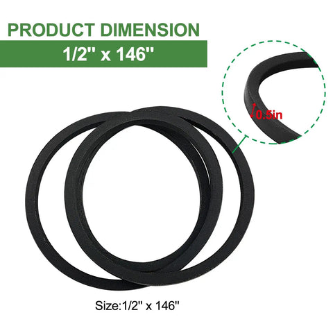 Replacement Mower Deck Belt For John Deere X300 X304 X310 42 Inch Deck Replaces OEM M154621 With Tension Handle Plug And Play Fit For Z245 48 Inch Jazee Series Mowers And Other Compatible Units, 1/2 in x 146 in