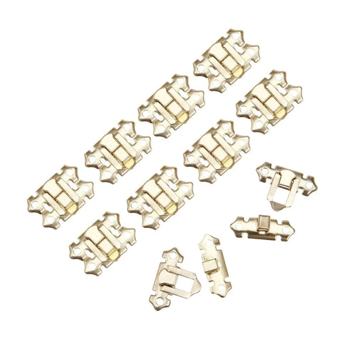 Gold Decorative Hasp Lock Set, 10 Pcs Keyed Latch Clasps for Jewelry Boxes, Suitcases, Gift Boxes, Vintage Furniture, 33x25mm