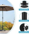 All Weather Granite Outdoor Umbrella Stand Tube Universal Base For Granite Cement Marble Slab Boards Replacement Table Umbrella Tube Bracket Adjustable For 1 To 2 Inch Poles displaying base and brackets in outdoor setting.