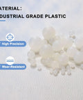 20 Pack PP Plastic Bearing Balls 5/8 Inch Solid White Polypropylene on textured background showcasing industrial grade plastic material.