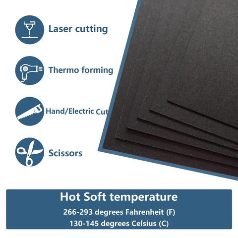 12 Pack Black Plastic Sheets 8x12 Inch 0.04 Inch Thick High Tensile Plastic Panels for DIY, laser cutting, and thermoforming.