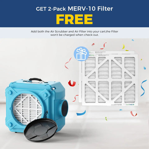 Heavy Duty Air Scrubber With Three Stage Filtration And Hepa Clean Shield Tech Packs Some Serious Heat Against Smoke Pet Odor And Dust While Keeping Your Indoors Breathing Easy With A Smooth No Sweat Fresh Air Setup In Blue with 2-Pack MERV-10 Filter
