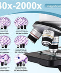 Budget Friendly Compound Microscope With 4X 10X 40X Glass Objectives And 10X 25X Eyepieces Delivering 40X 100X 250X 400X And 2000X Magnification demonstrating zoom levels and lens details