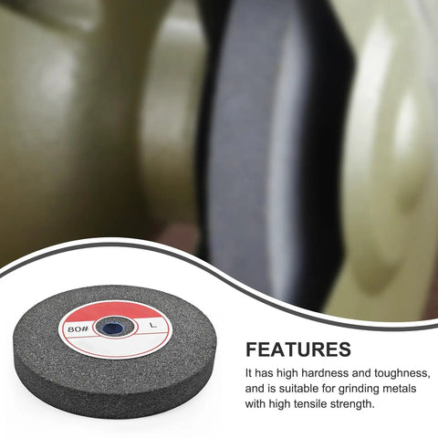 Pro Grade 5 Inch Brown Corundum Deburring Wheel For Bench Grinder 80 Grit Metal Finishing Tool Half Inch Arbor, close-up view.