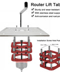 Smooth As Butter Manual Router Table Lift Kit showing aluminum base, stainless rods, and hand crank for precise adjustments.