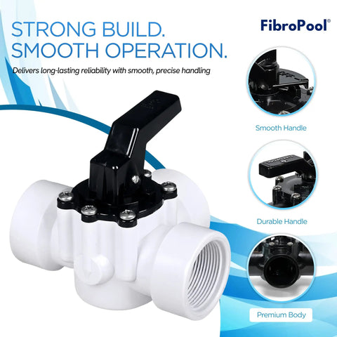 Three Way Pool Diverter Valve With Rotating Handle, 1.5 Inch ABS, Direct Or Redirect Water Flow, Universal 1.5 In Ports, Easy Fit For Inground And Aboveground Pool Systems, Pool Filtration Equipment, white valve with black handle