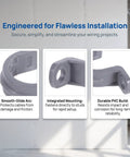 Killer Grip 20 Pack PVC Pipe Clamps Half Inch Conduit Straps close-up of smooth-glide arc design for secure cable protection.