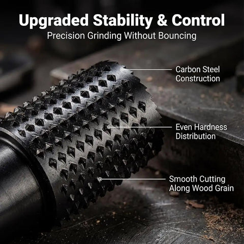 Close-up of 3 Piece Sphere Rotary Burr Set For Wood Carving And Grinding Upgraded Ball Gouges With 5/8-11 Thread showing texture.