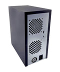 Usb 4 0 Type C Eight Bay Sata Hard Drive Enclosure rear view showing cooling vents and ports for efficient data transfer.