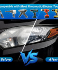 Comparison of car headlights before and after using Headlight Restoration Kit That Brings Dull Lights Back To Life With A 143 Piece Set