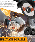 2 Pack 5/8-11 Quick Release Flange Nuts in use on angle grinder with sparks, durable aluminum cast iron construction
