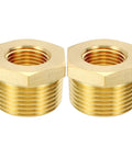 Brass Hex Bushing Two Pack One Half Inch NPT Female To One Inch NPT Male Reducer Pipe Fittings For Water Air Oil Gas Lines Hose Connector