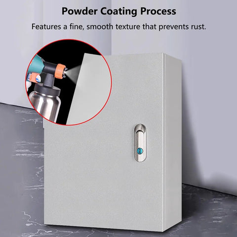 Rugged Outdoor Waterproof Junction Box With Locking Hinges And Dustproof Universal Enclosure, Weatherproof Electrical Box For Outdoor Equipment, Mounting Plates And EV Charger Pedestal Holder, Theft Resistant Lid, powder-coated steel